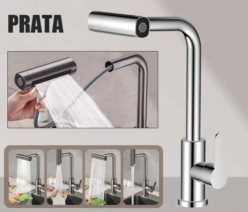 Torneira de Cozinha Multifuncional AquaMix com Controle de Temperatura