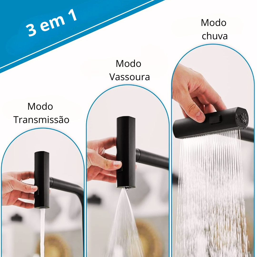 Torneira de Cozinha Multifuncional AquaMix com Controle de Temperatura