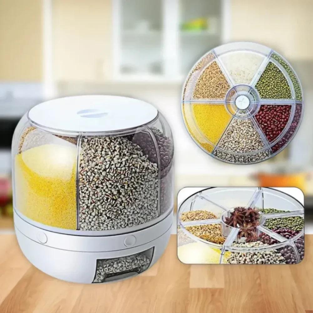 Dispenser de Grãos CerealMix Giratório com 6 Compartimentos