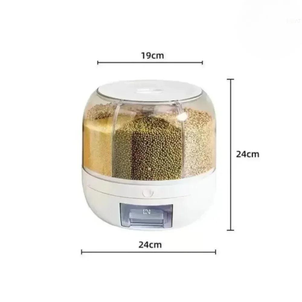 Dispenser de Grãos CerealMix Giratório com 6 Compartimentos
