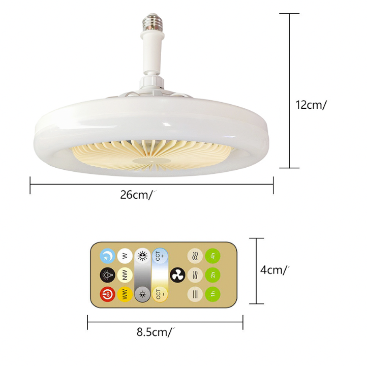 Lâmpada e Ventilador de Teto TurboLED com Controle Remoto