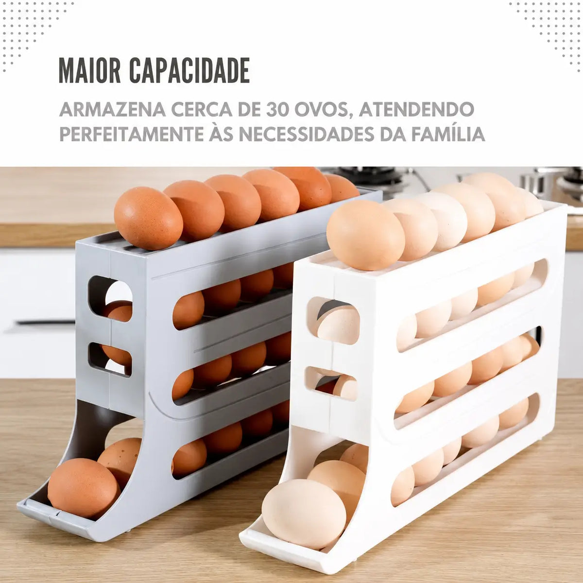 Organizador de Ovos EggSmart com Deslizamento Automático