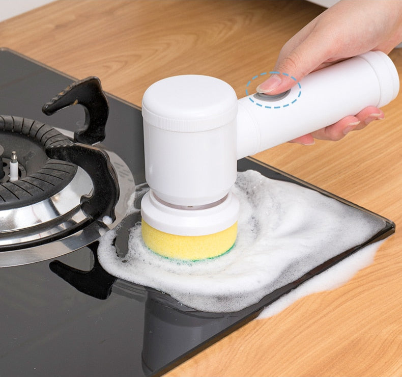 Escova de Limpeza Elétrica TurboClean 5 em 1 com Alta Potência