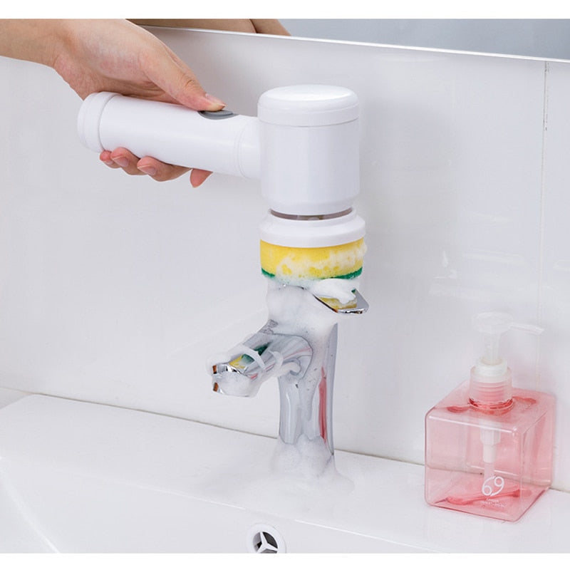 Escova de Limpeza Elétrica TurboClean 5 em 1 com Alta Potência