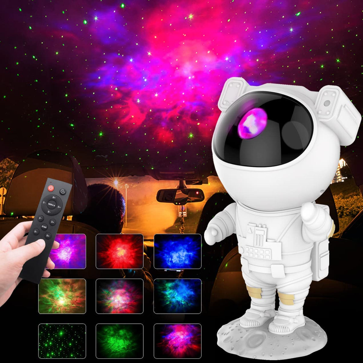 Luminária Astronauta GalaxyDream com Projeção de Galáxias e Controle Remoto