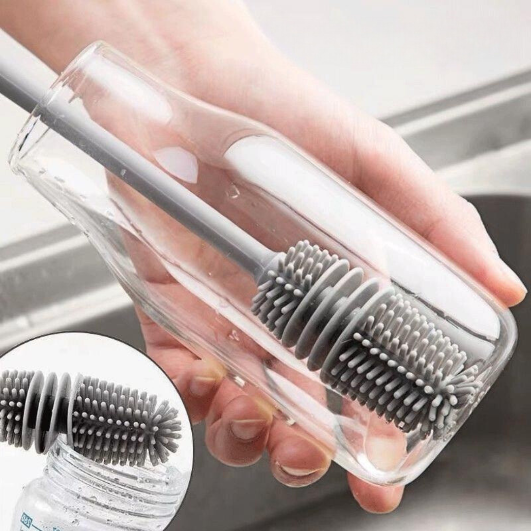 Escova de Silicone Multiuso FlexiClean com Cabo Longo para Limpeza Profunda - Kit com 3 Unidades