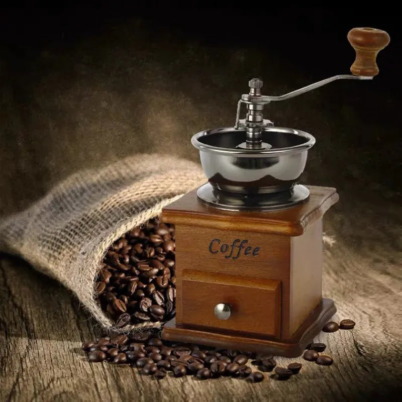Moedor de Café Retrô Vintage Café com Design Clássico em Madeira