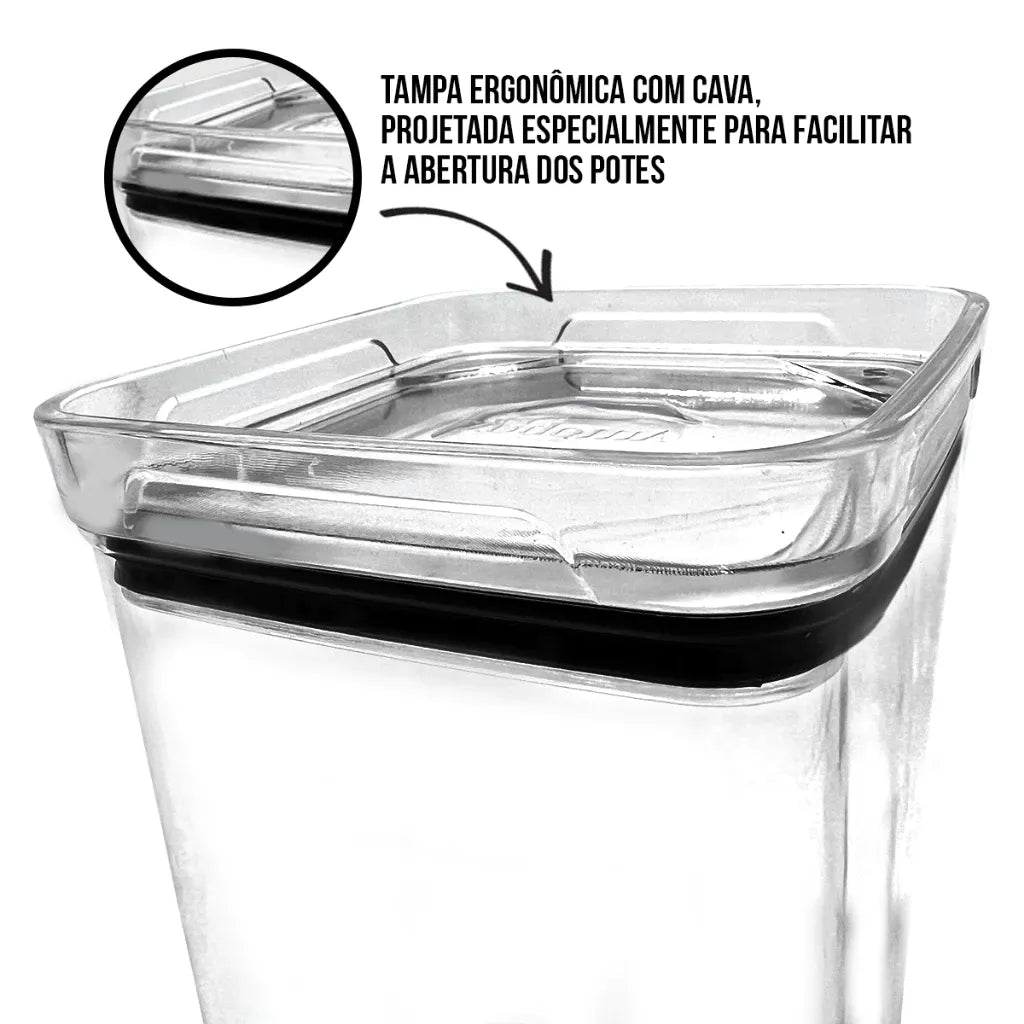 Kit de Potes Herméticos OrganizaPro com Vedação Total