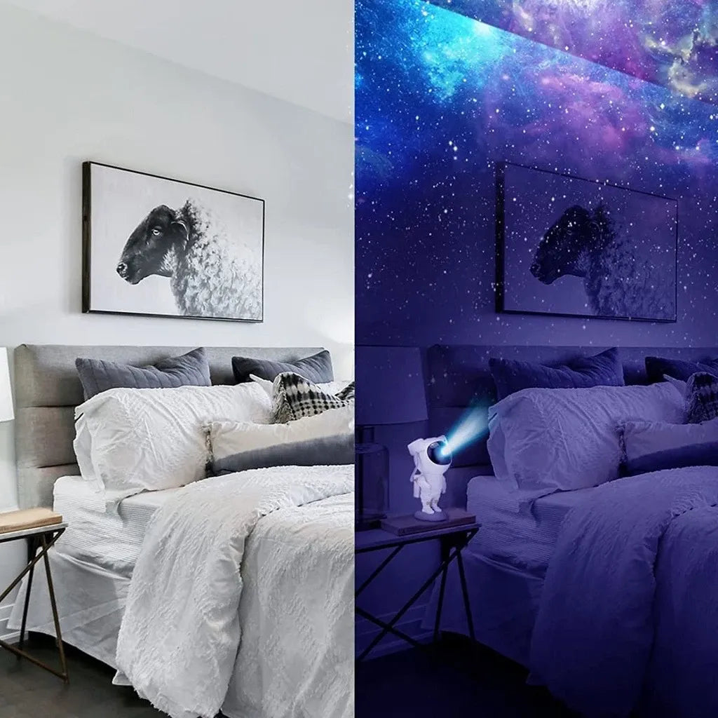 Luminária Astronauta GalaxyDream com Projeção de Galáxias e Controle Remoto