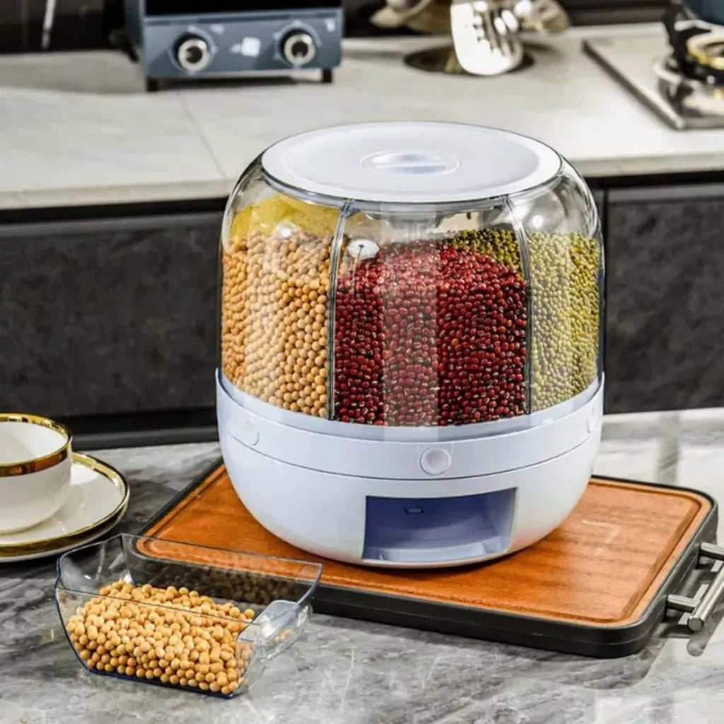 Dispenser de Grãos CerealMix Giratório com 6 Compartimentos