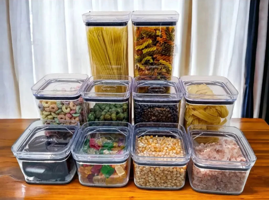 Kit de Potes Herméticos OrganizaPro com Vedação Total