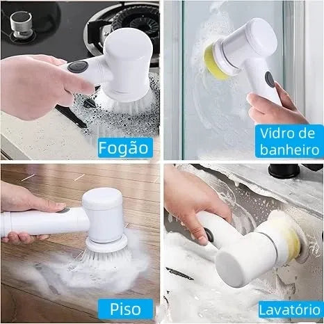 Escova de Limpeza Elétrica TurboClean 5 em 1 com Alta Potência