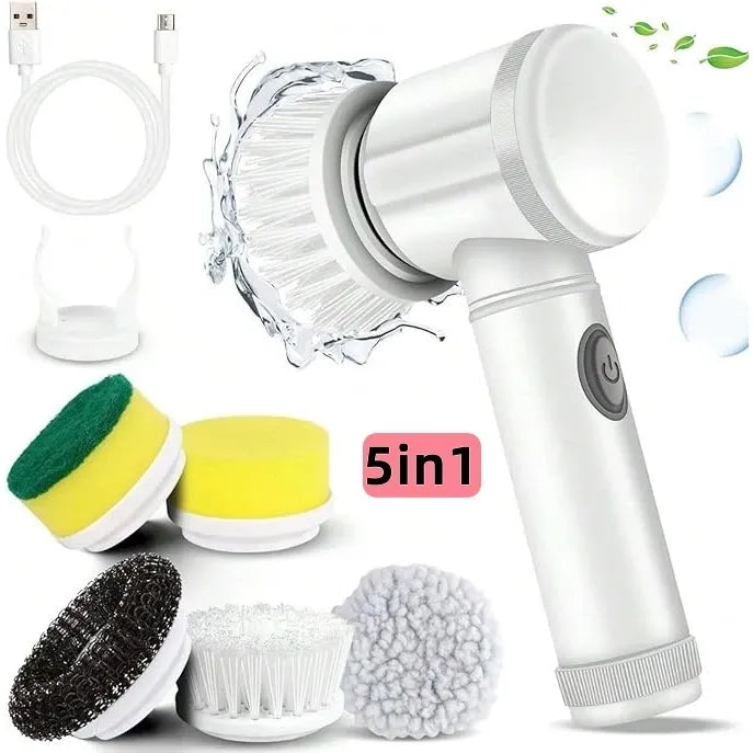 Escova de Limpeza Elétrica TurboClean 5 em 1 com Alta Potência