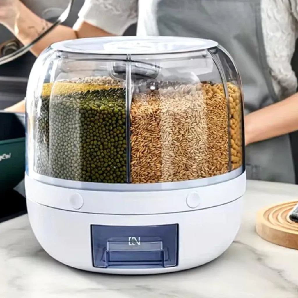 Dispenser de Grãos CerealMix Giratório com 6 Compartimentos