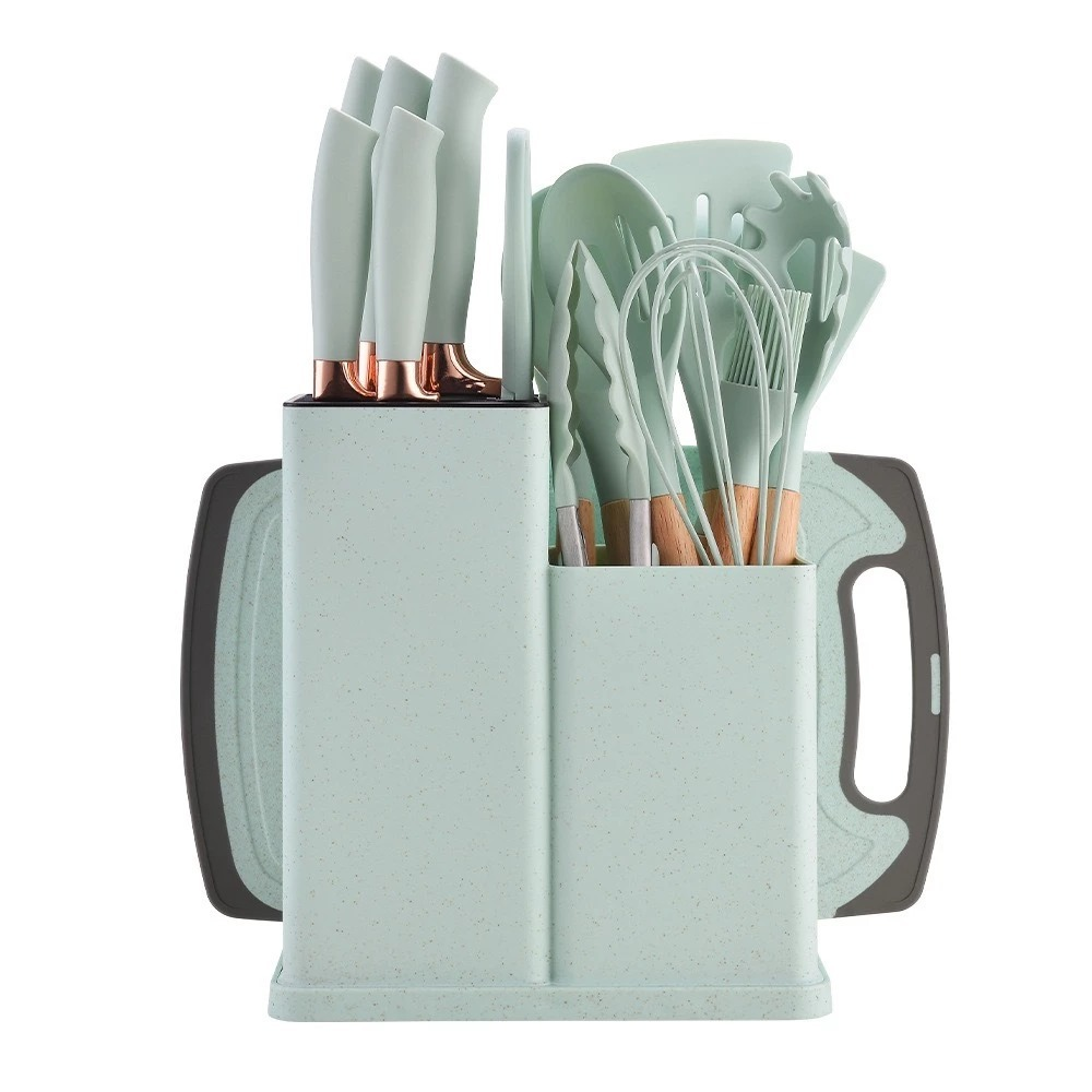 Kit de Utensílios SmartCook em Silicone com Cabo de Madeira – 19 Peças