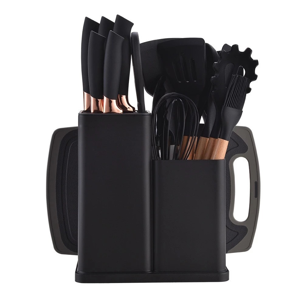 Kit de Utensílios SmartCook em Silicone com Cabo de Madeira – 19 Peças