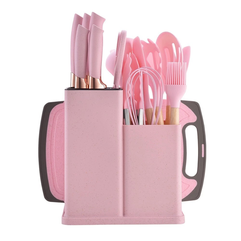 Kit de Utensílios SmartCook em Silicone com Cabo de Madeira – 19 Peças