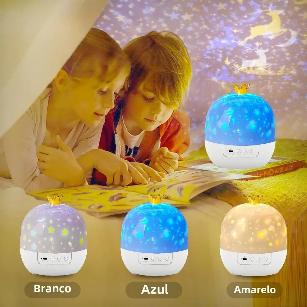 Luminária Infantil DreamLight Kids com Projeção Giratória