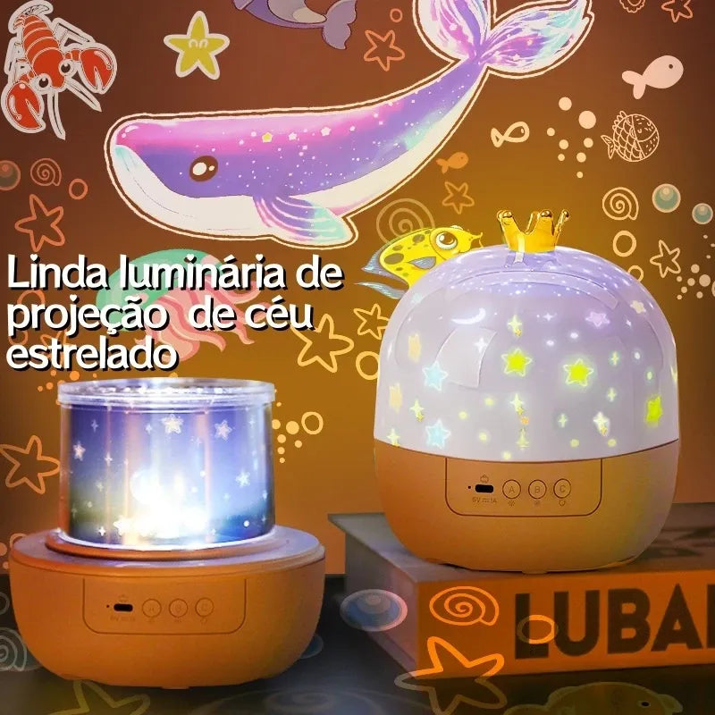 Luminária Infantil DreamLight Kids com Projeção Giratória