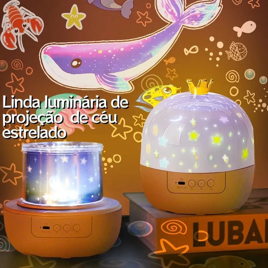 Luminária Infantil DreamLight Kids com Projeção Giratória