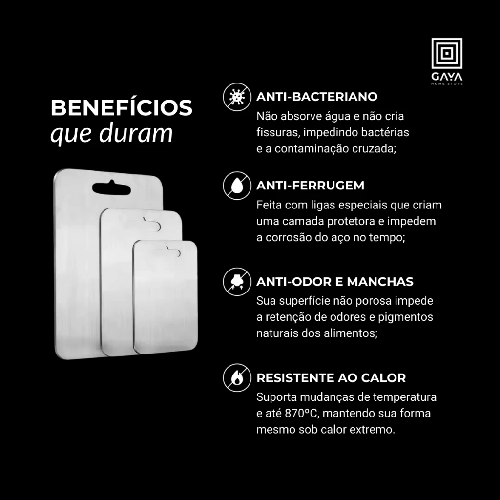 Tábua de Corte SteelCut em Aço Inox Antibacteriano
