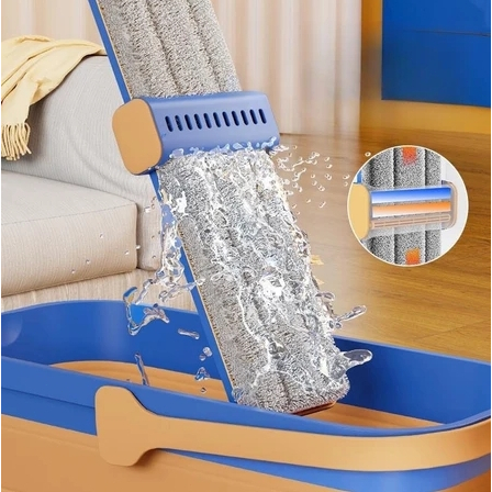 Kit FlexMop Dobrável com Balde e 6 Refis de Microfibra