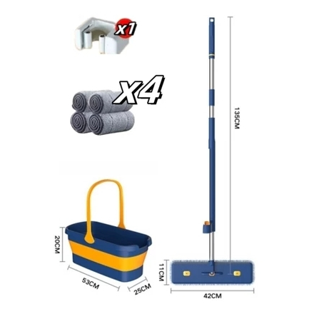 Kit FlexMop Dobrável com Balde e 6 Refis de Microfibra