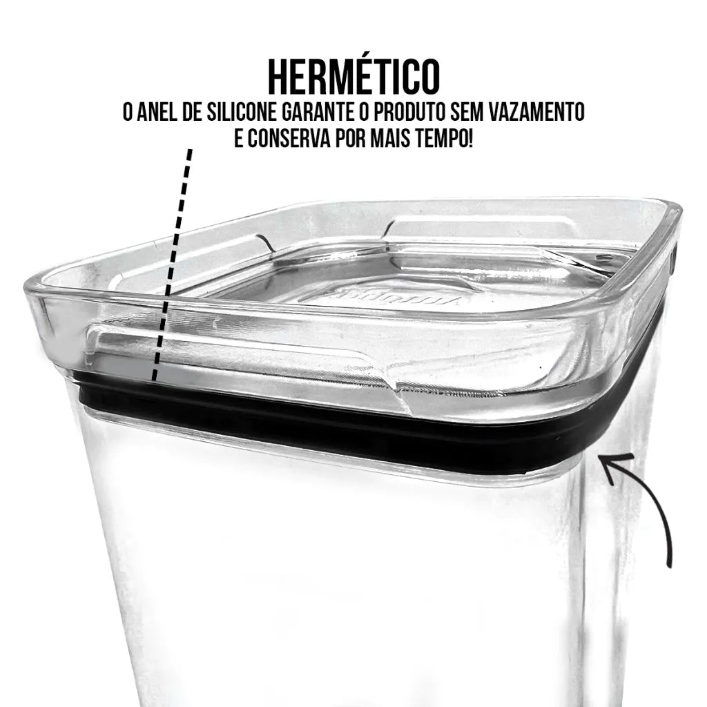 Kit de Potes Herméticos OrganizaPro com Vedação Total