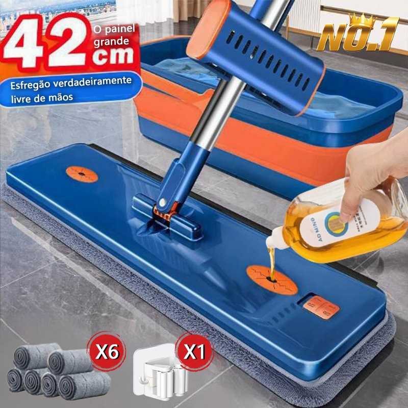 Kit FlexMop Dobrável com Balde e 6 Refis de Microfibra