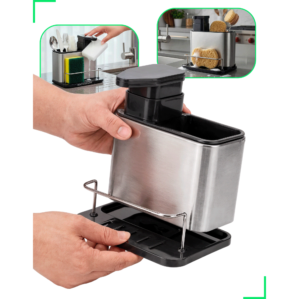 Dispenser de Detergente SmartSink com Organizador 3 em 1