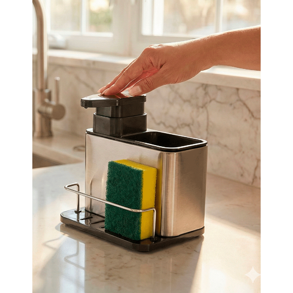 Dispenser de Detergente SmartSink com Organizador 3 em 1