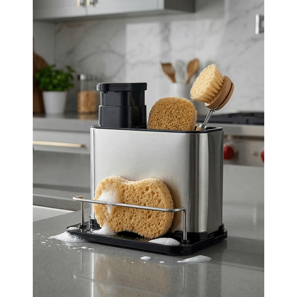 Dispenser de Detergente SmartSink com Organizador 3 em 1