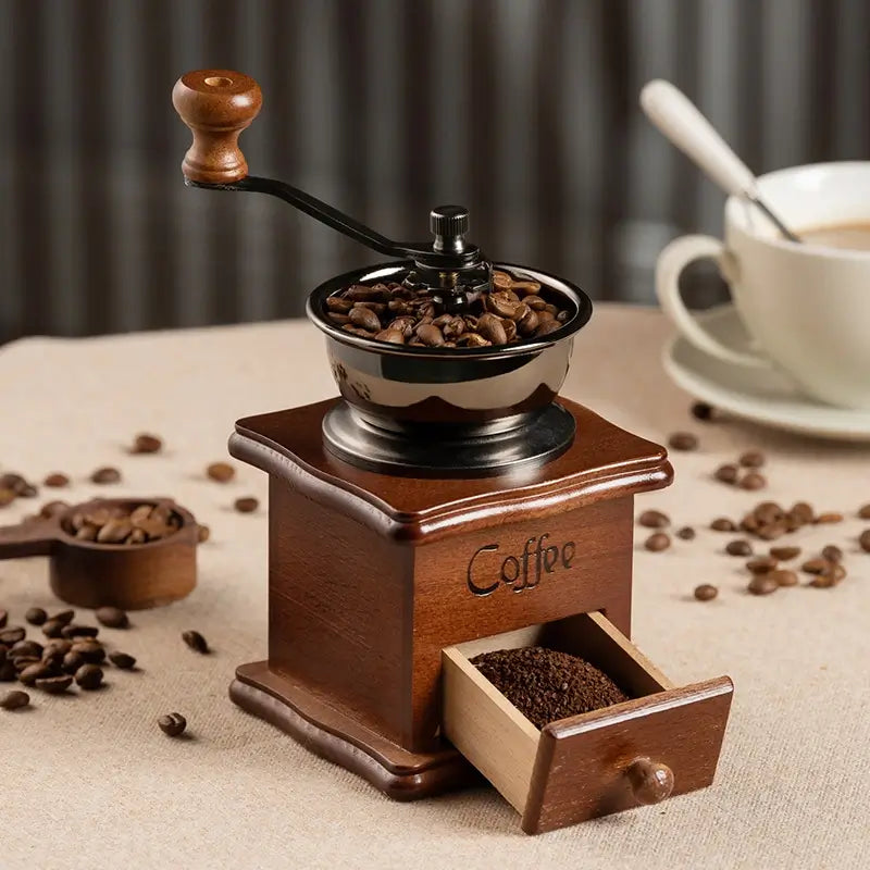 Moedor de Café Retrô Vintage Café com Design Clássico em Madeira