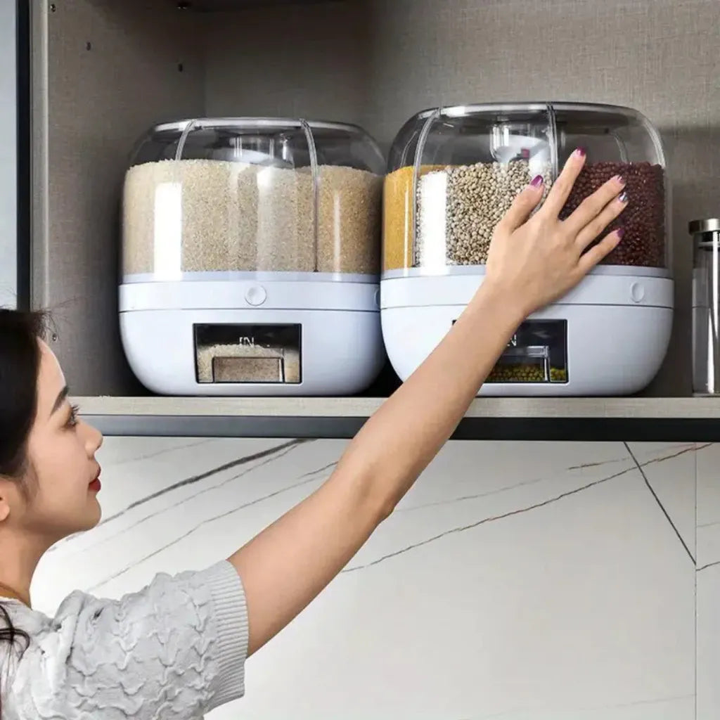 Dispenser de Grãos CerealMix Giratório com 6 Compartimentos