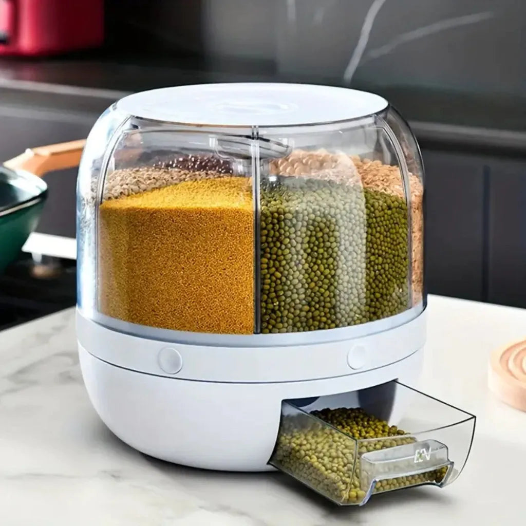 Dispenser de Grãos CerealMix Giratório com 6 Compartimentos