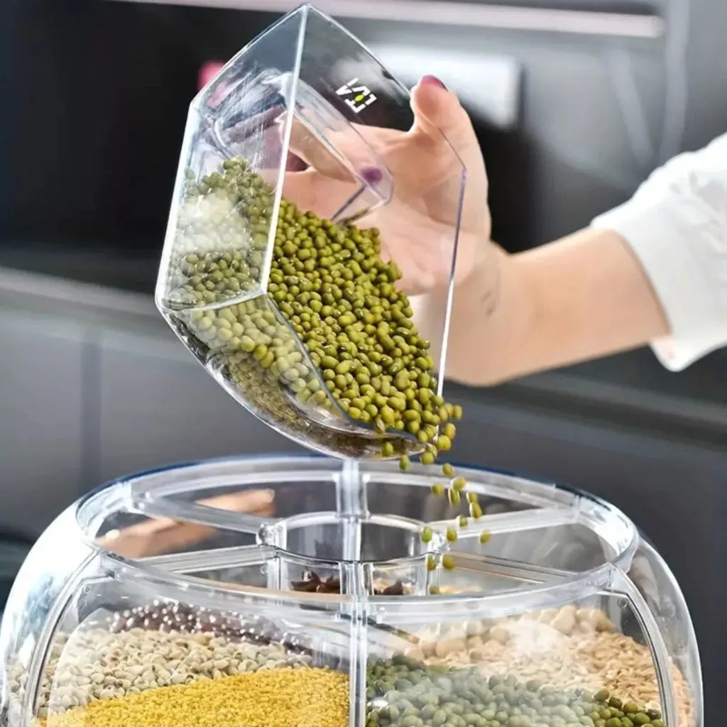 Dispenser de Grãos CerealMix Giratório com 6 Compartimentos