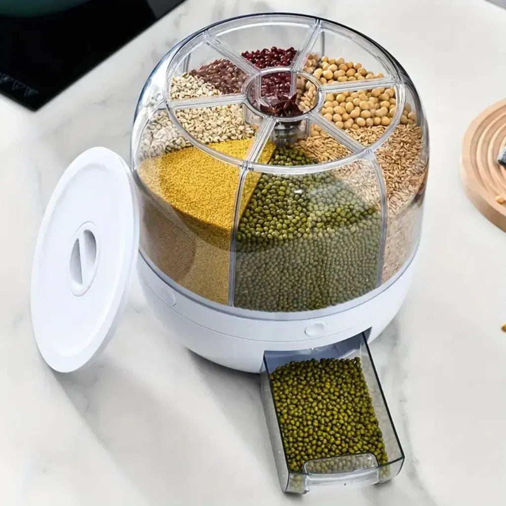 Dispenser de Grãos CerealMix Giratório com 6 Compartimentos