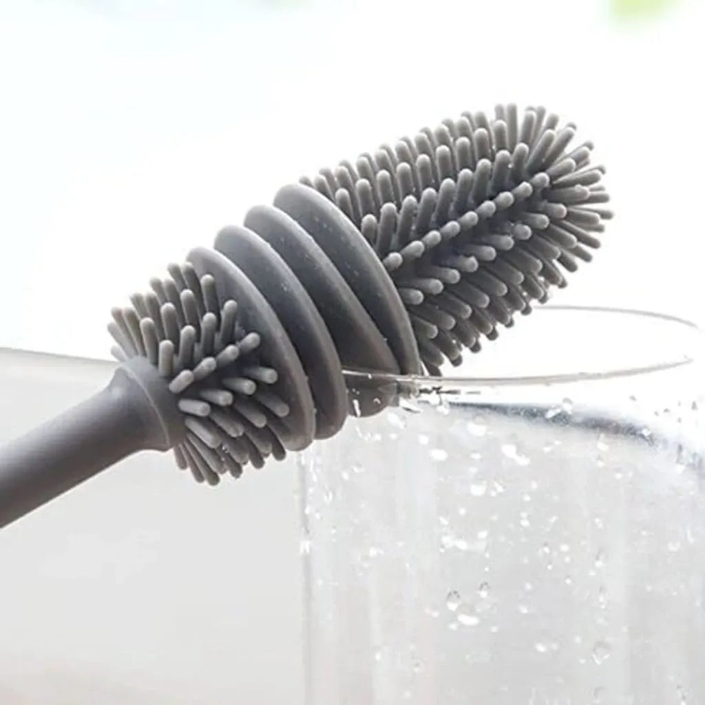 Escova de Silicone Multiuso FlexiClean com Cabo Longo para Limpeza Profunda - Kit com 3 Unidades