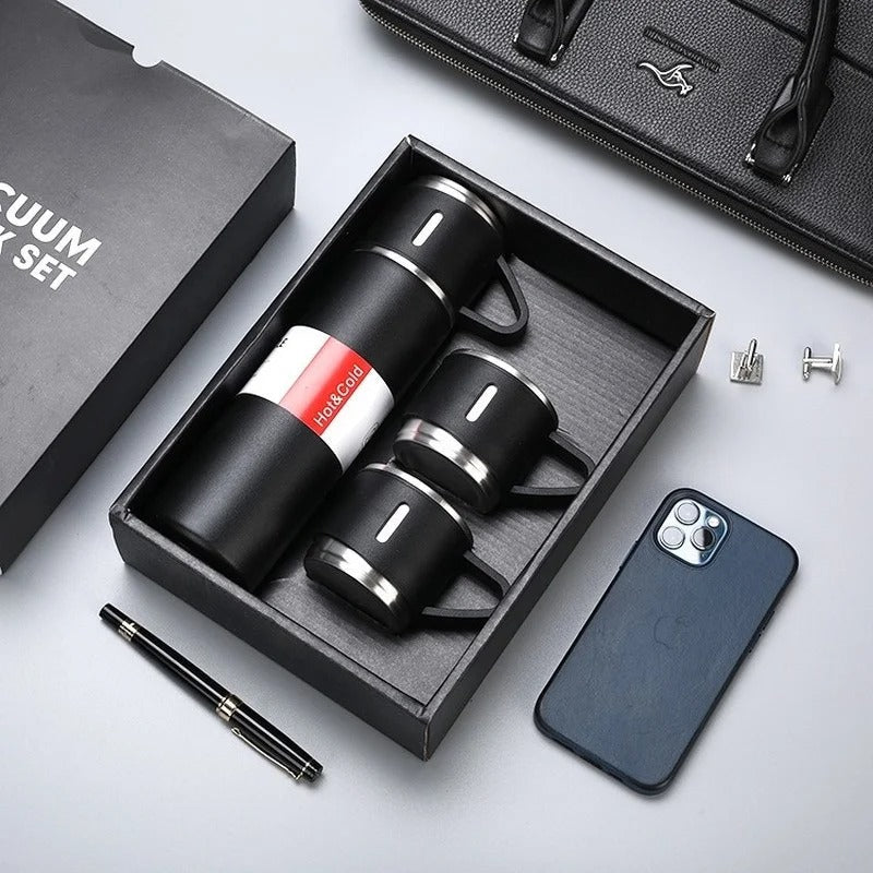 Kit Garrafa Térmica de Café 3Coffe com 3 Xícaras e Isolamento de Alta Performance